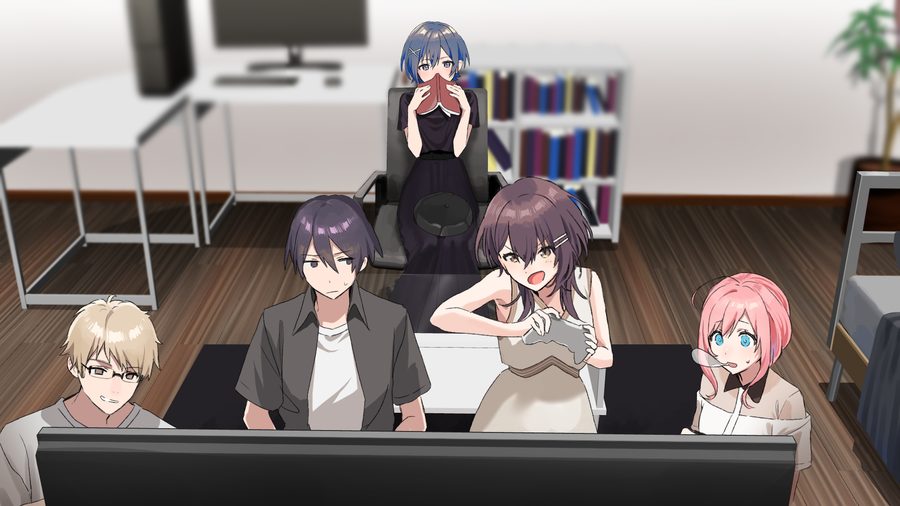 部屋に集まってくつろぐ仲間たち